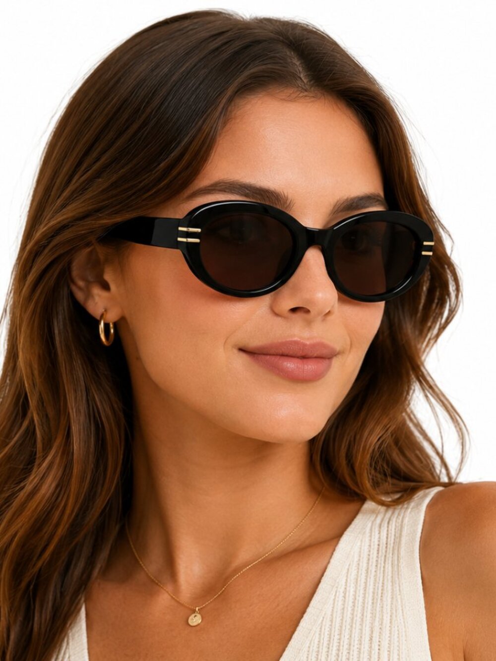 Lauren Conrad Women's Black Oval Sunglasses